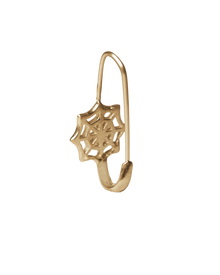 Spider Web Safety Pin Earring - Solid 9k Gold