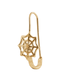 Spider Web Safety Pin Earring - Solid 9k Gold