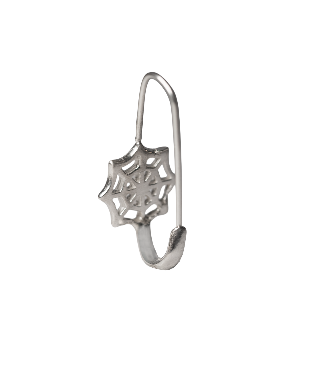 Spider Web Safety Pin Earring - Sterling Silver