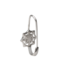 Spider Web Safety Pin Earring - Sterling Silver