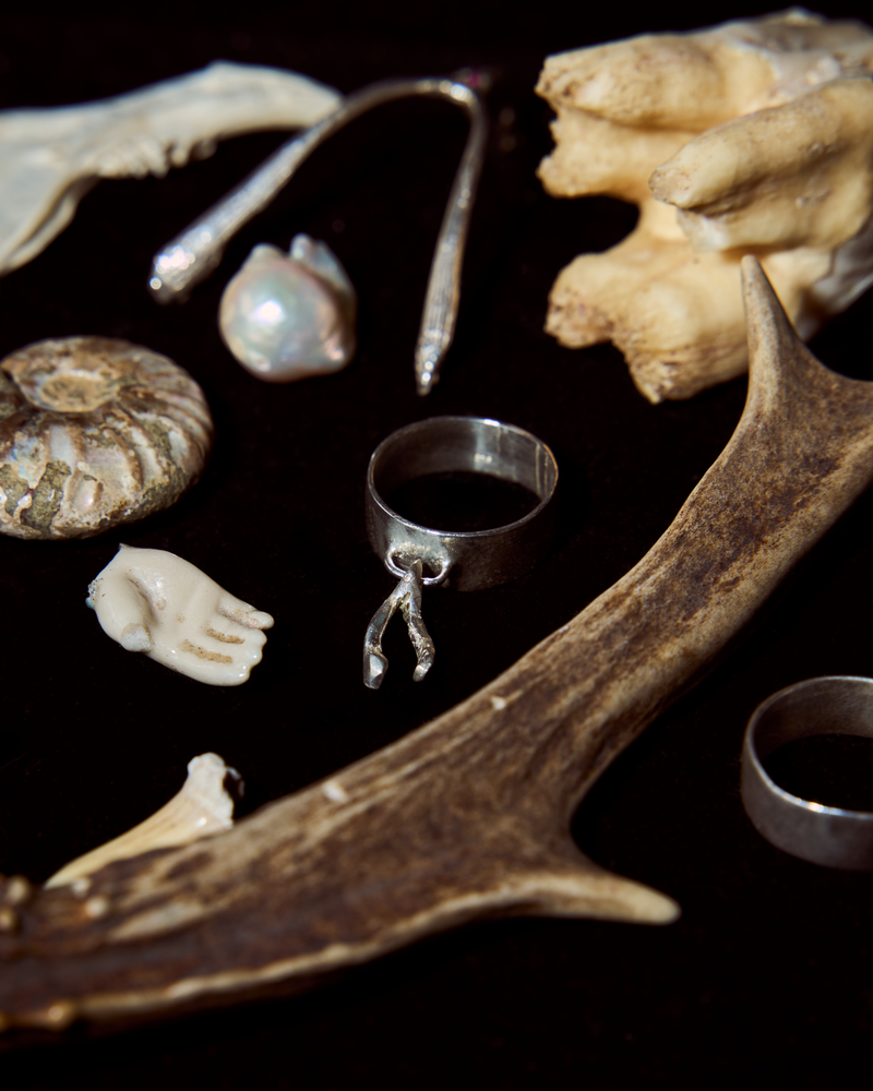 Mini Wishbone Lucky Charm Ring - Sterling Silver