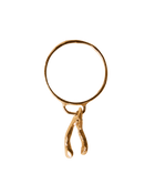 Mini Wishbone Lucky Charm Ring - 9K Solid Yellow Gold