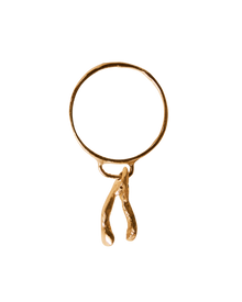 Mini Wishbone Lucky Charm Ring - 9K Solid Yellow Gold