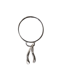 Mini Wishbone Lucky Charm Ring - Sterling Silver