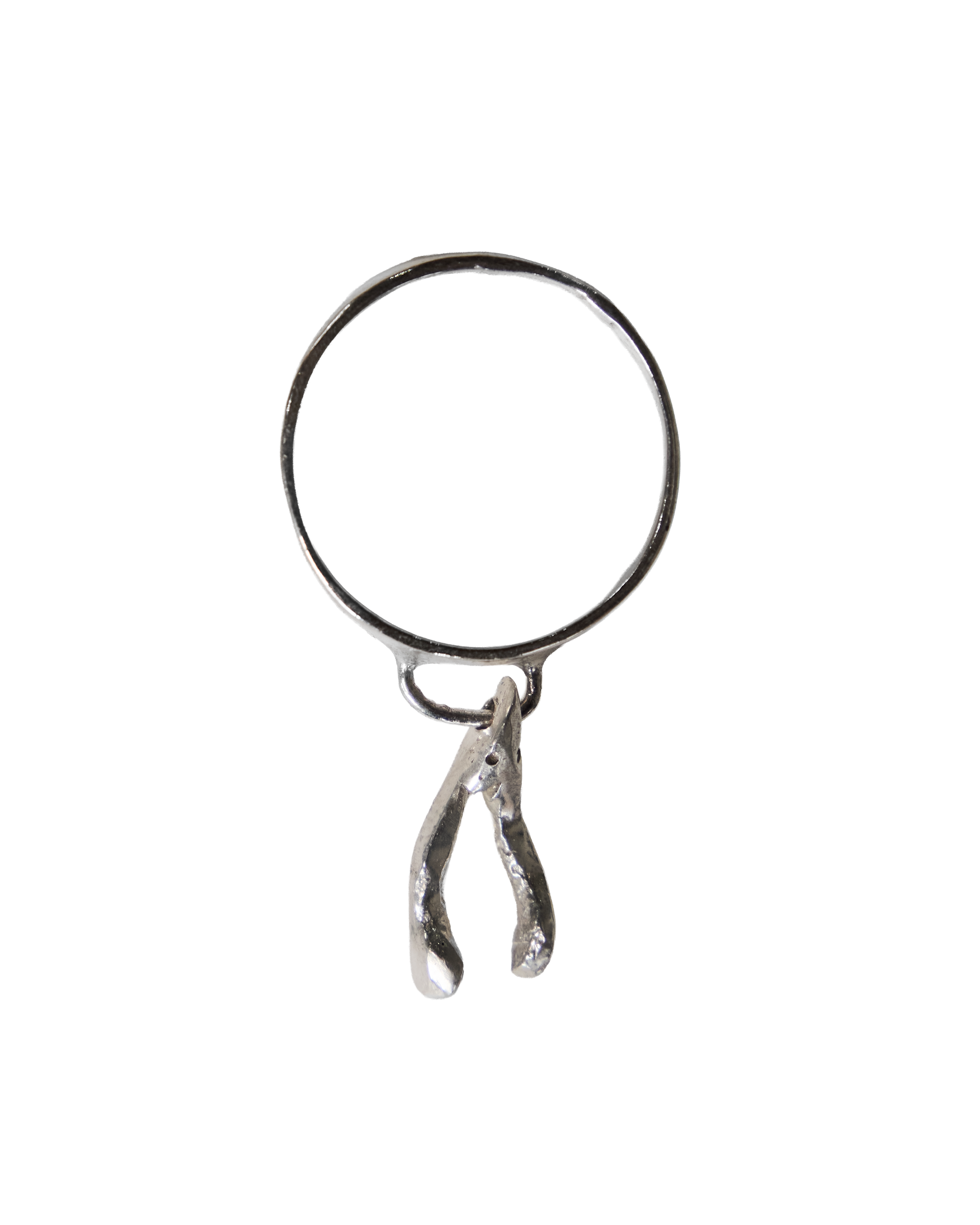 Mini Wishbone Lucky Charm Ring - Sterling Silver