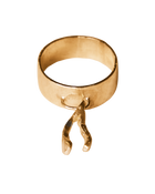 Mini Wishbone Lucky Charm Ring - 9K Solid Yellow Gold