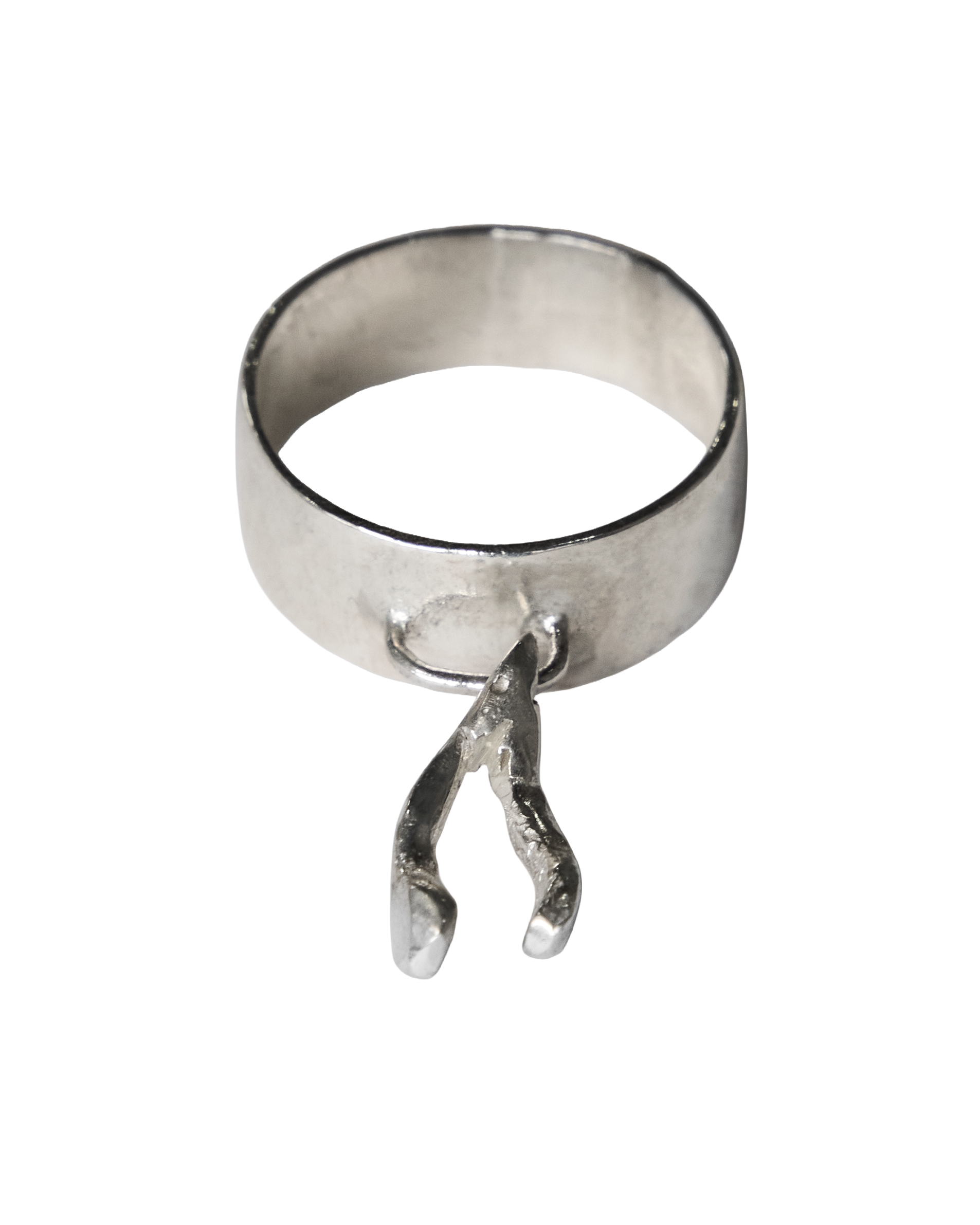 Mini Wishbone Lucky Charm Ring - Sterling Silver