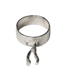 Mini Wishbone Lucky Charm Ring - Sterling Silver