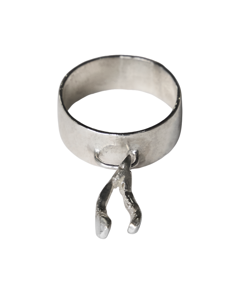 Mini Wishbone Lucky Charm Ring - Sterling Silver