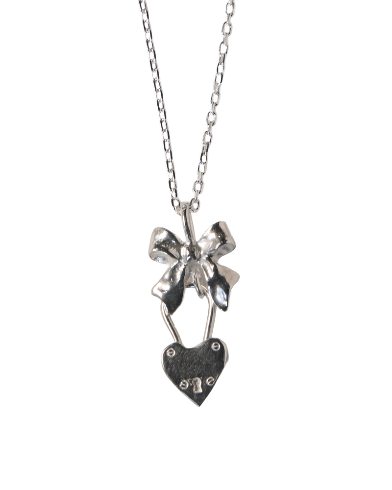 Wrap my Heart in a Bow Necklace - Sterling Silver
