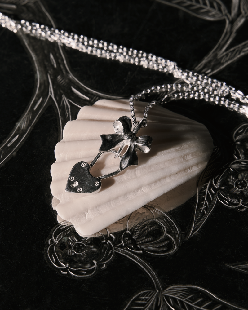 Wrap my Heart in a Bow Necklace - Sterling Silver