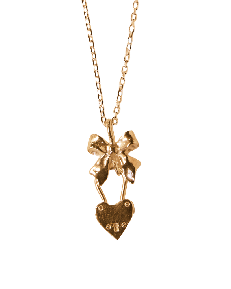 Wrap my Heart in a Bow Necklace - Solid 9K Gold