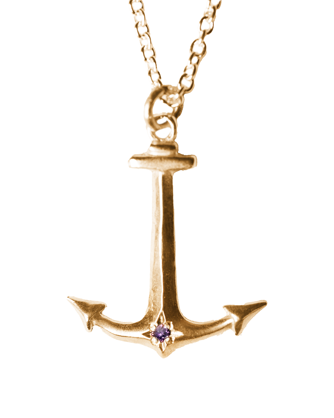 Anchor Birthstone Necklace - Solid 9K Gold