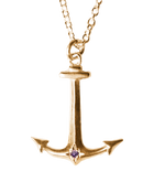 Anchor Birthstone Necklace - Solid 9K Gold