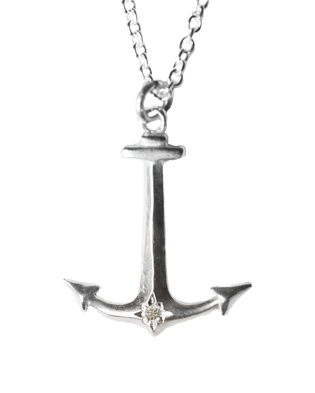 Anchor Birthstone Necklace - Sterling Silver