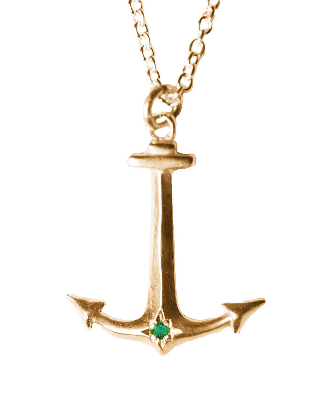 Anchor Birthstone Necklace - Solid 9K Gold