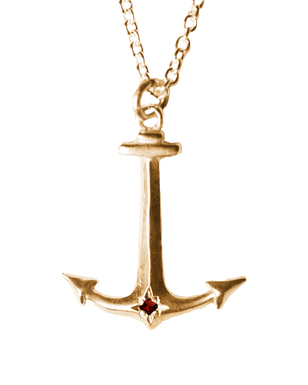 Anchor Birthstone Necklace - Solid 9K Gold