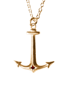 Anchor Birthstone Necklace - Solid 9K Gold