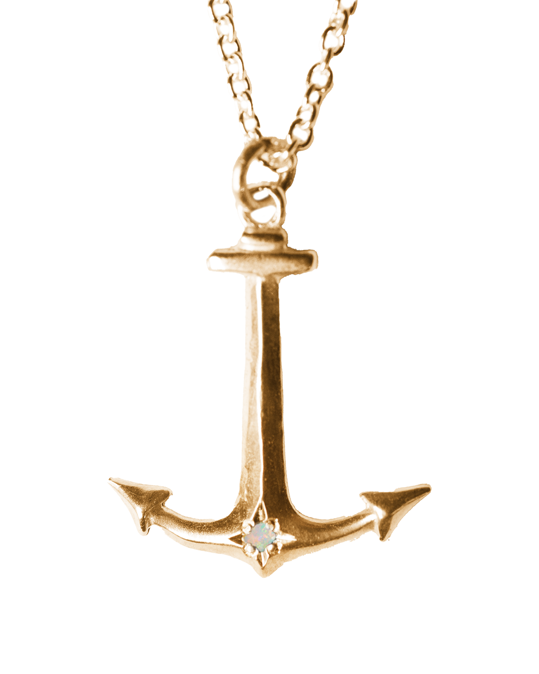 Anchor Birthstone Necklace - Solid 9K Gold