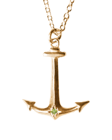 Anchor Birthstone Necklace - Solid 9K Gold