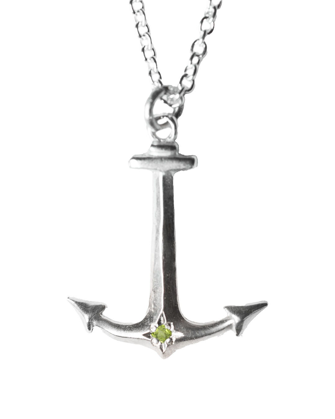 Anchor Birthstone Necklace - Sterling Silver
