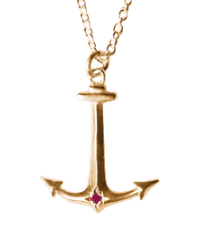Anchor Birthstone Necklace - Solid 9K Gold