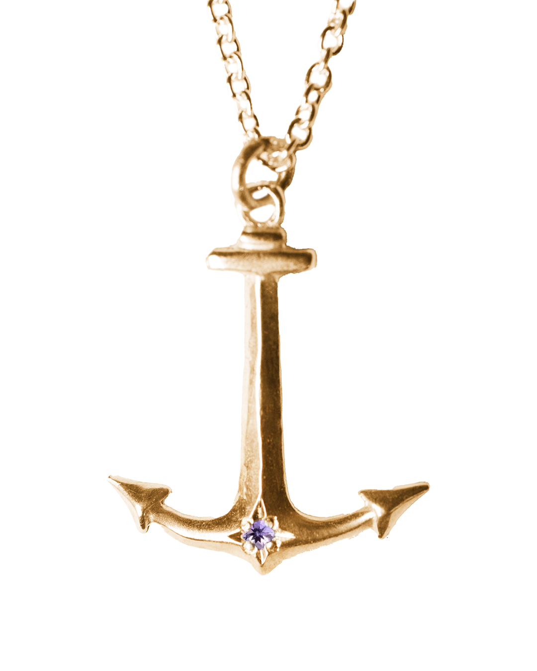 Anchor Birthstone Necklace - Solid 9K Gold