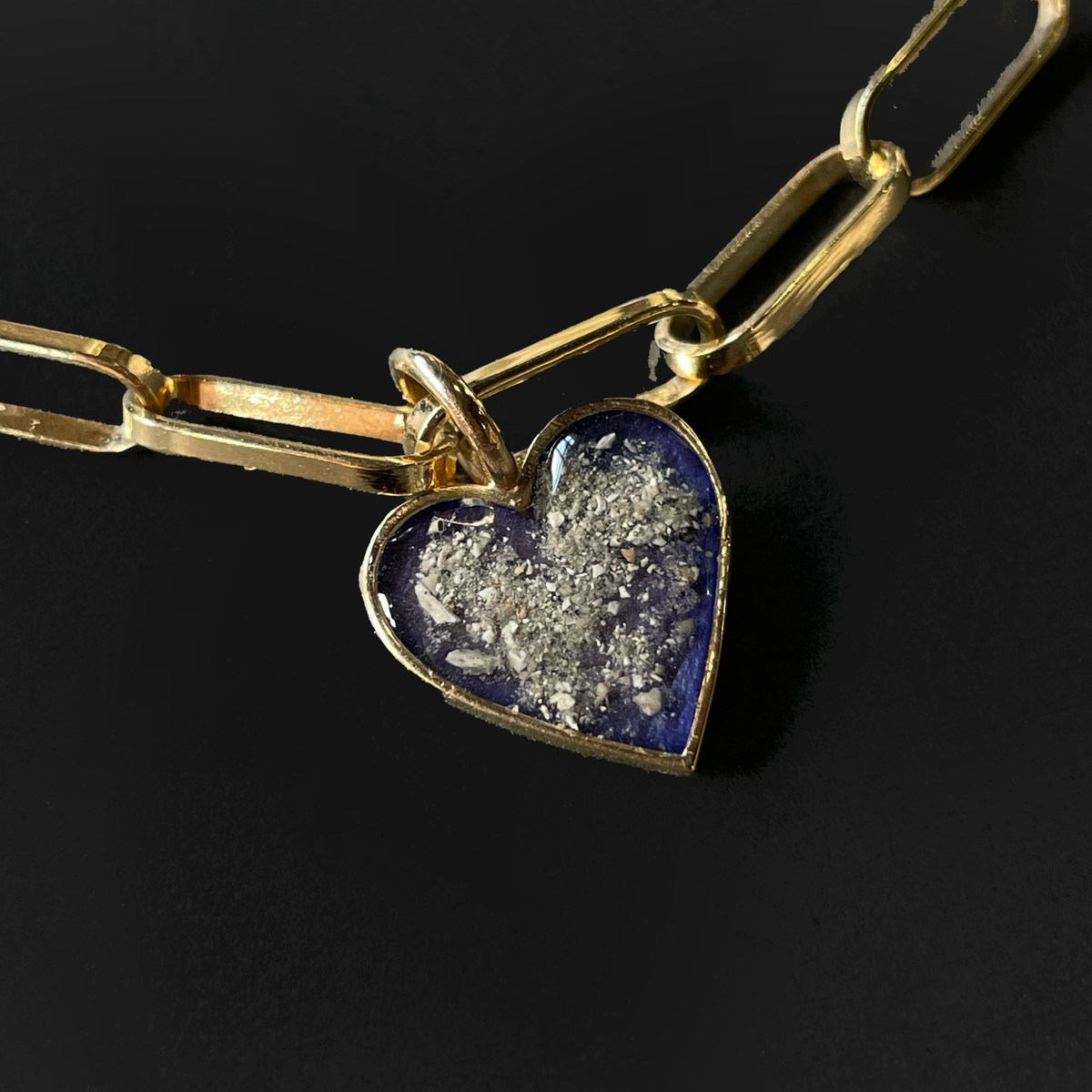 A sterling silver star pendant with ashes sealed under a clear setting