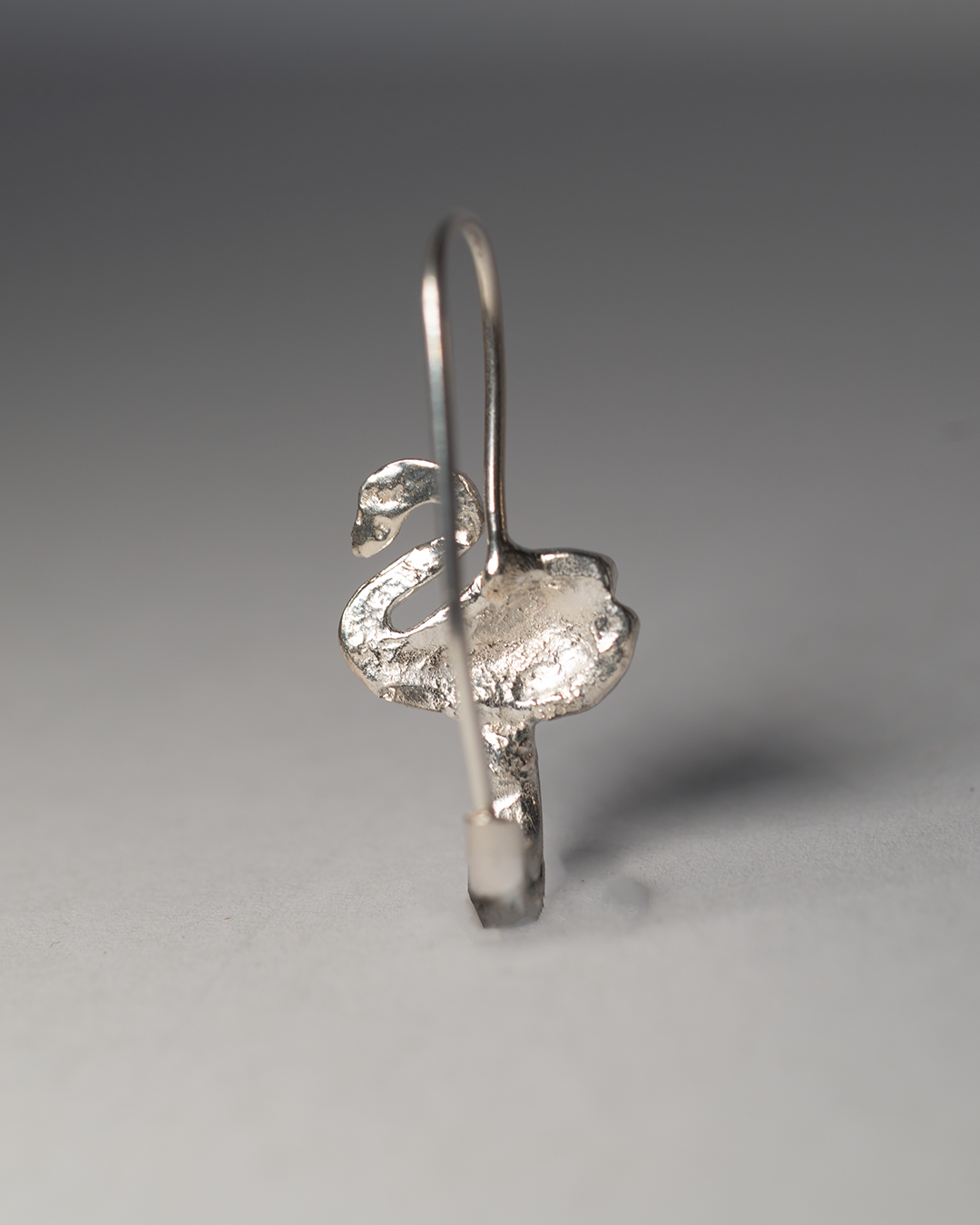 Swan Safety Pin Earring - Sterling Silver