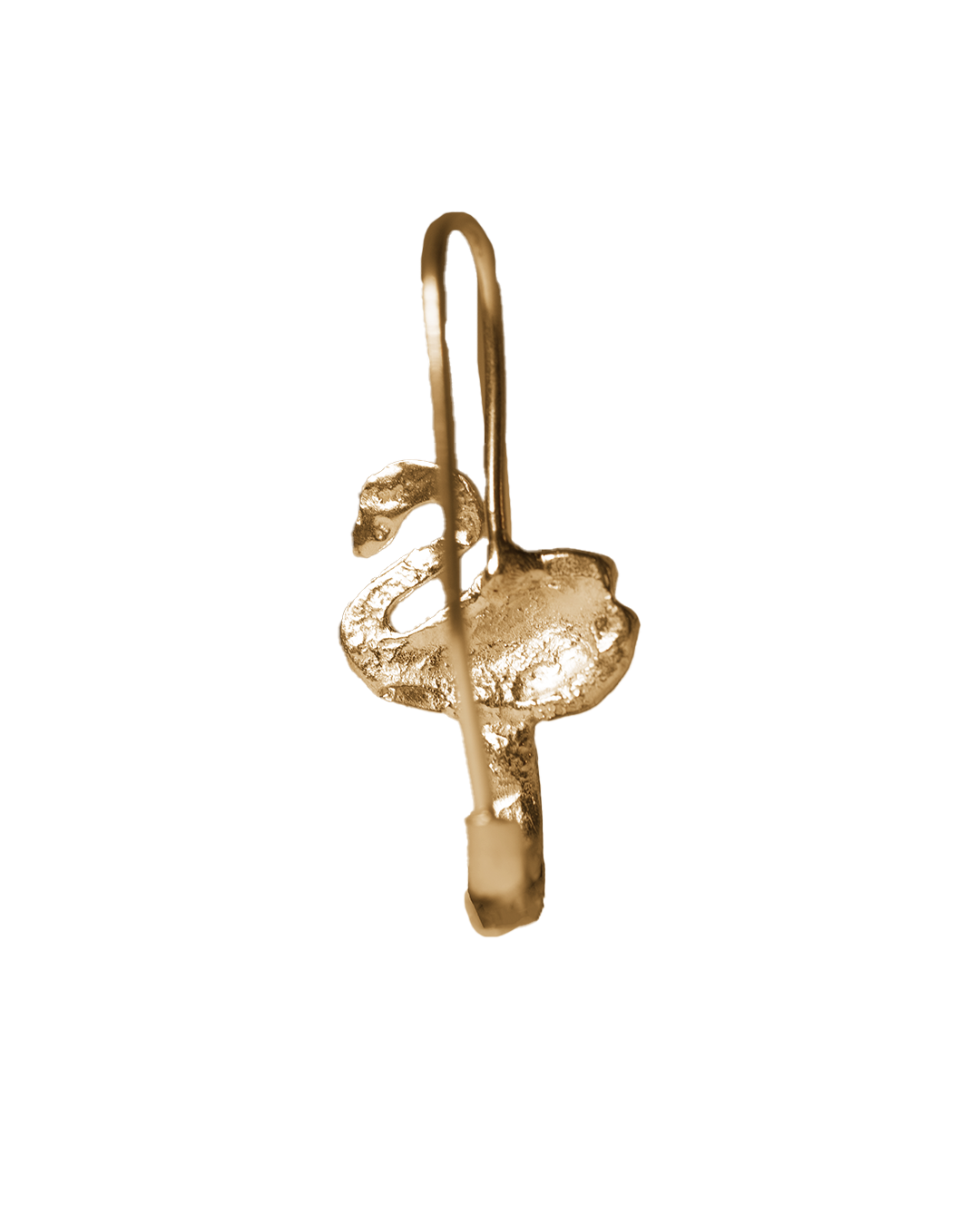 Swan Safety Pin Earring - Solid 9K Gold