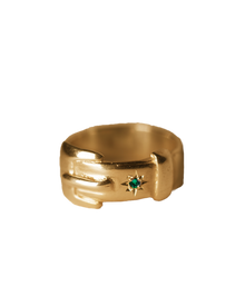 Birthstone Big Buckle Ring - Solid 9K Gold