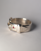 Birthstone Big Buckle Ring - Sterling Silver