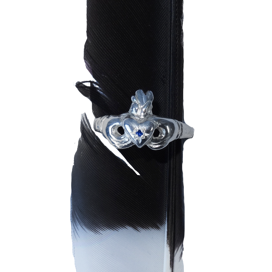 Hold My Heart Birthstone Claddagh Ring - Sterling Silver