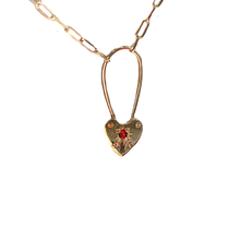 Birthstone Little Heart Padlock Necklace - Solid 9K Gold
