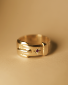 Birthstone Big Buckle Ring - Solid 9K Gold