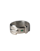 Birthstone Big Buckle Ring - Sterling Silver