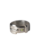 Birthstone Big Buckle Ring - Sterling Silver
