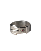 Birthstone Big Buckle Ring - Sterling Silver