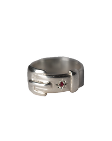 Birthstone Big Buckle Ring - Sterling Silver