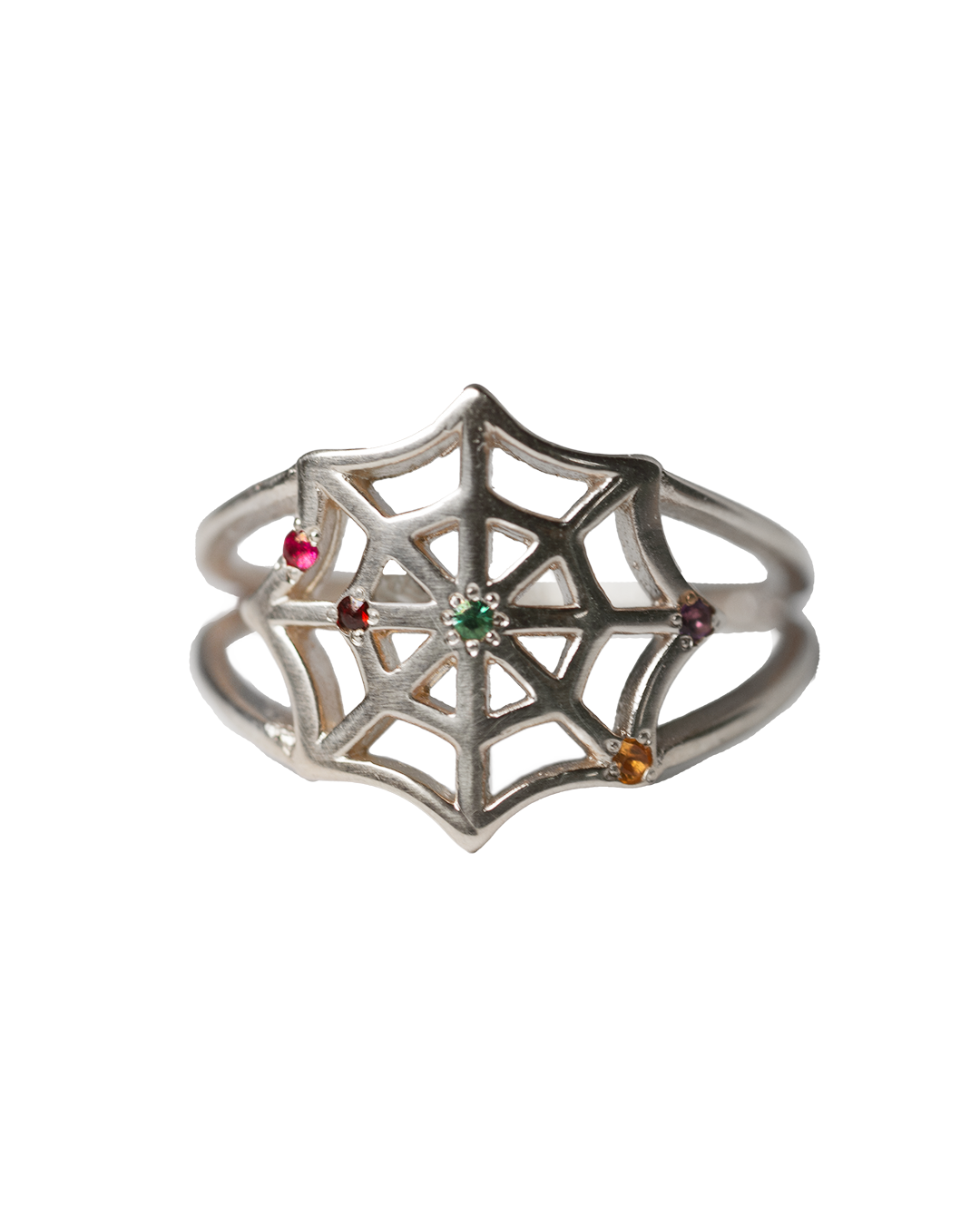 Birthstone Spiderweb Ring - Sterling Silver