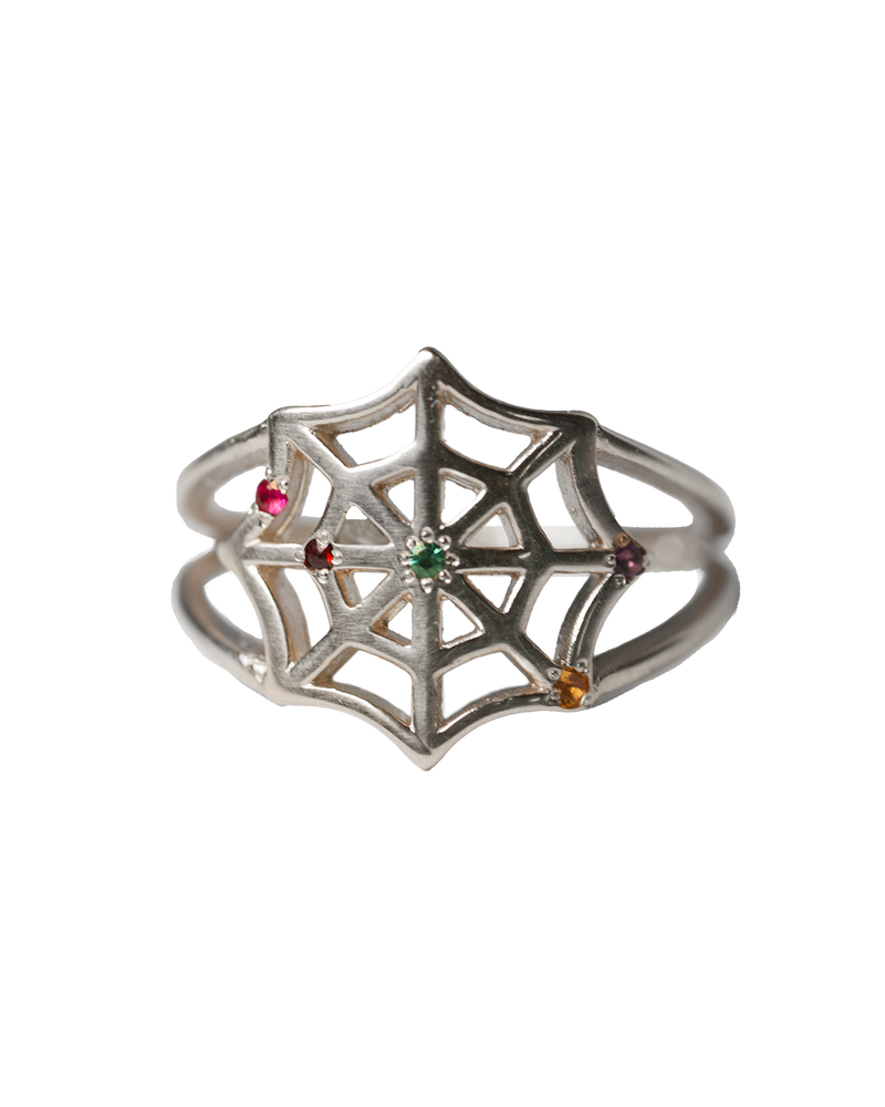 Birthstone Spiderweb Ring - Sterling Silver
