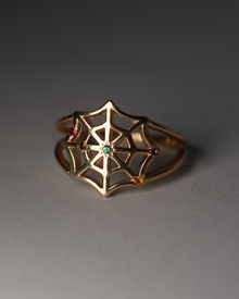 Birthstone Spiderweb Ring - 9K Solid Gold