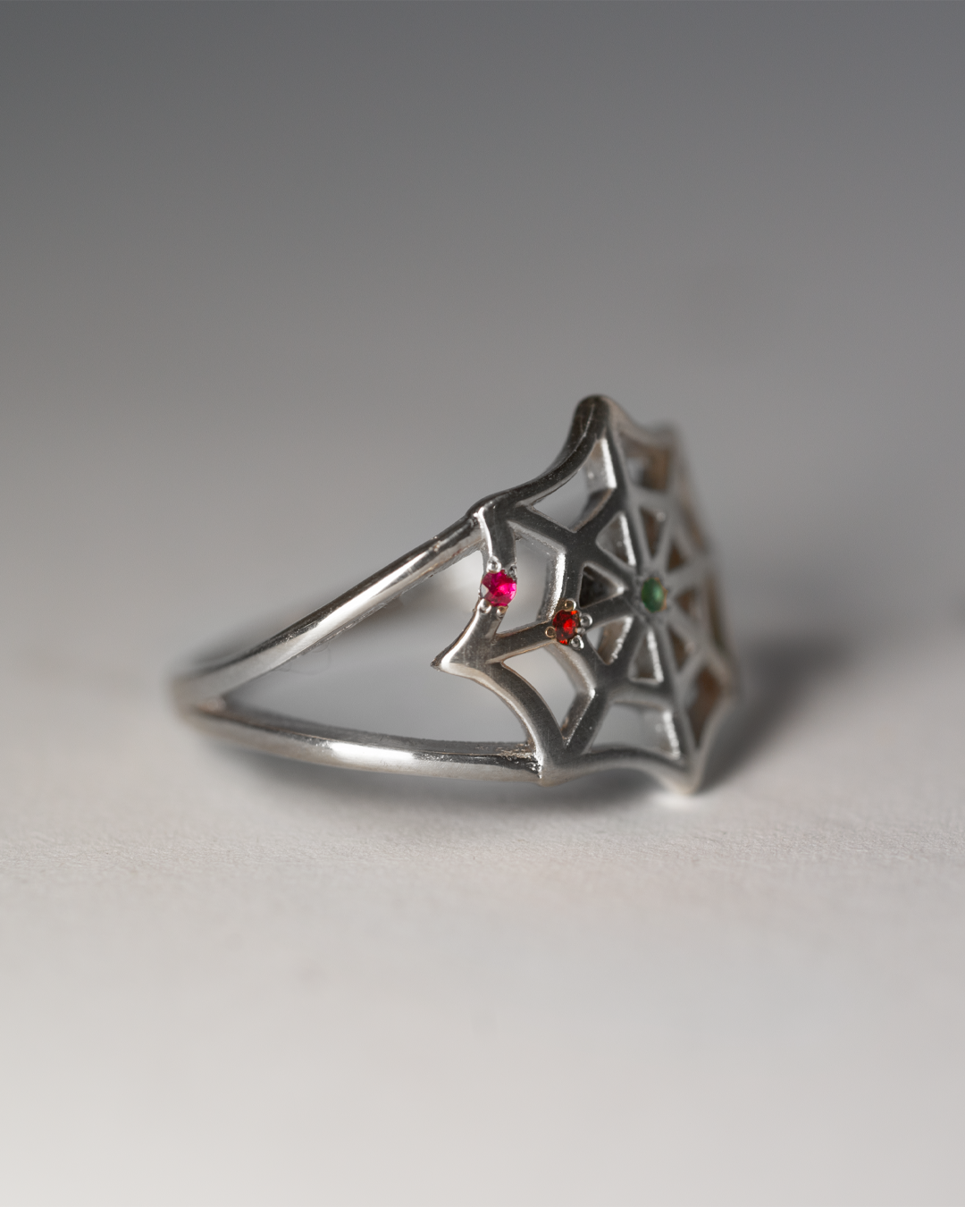Birthstone Spiderweb Ring - Sterling Silver