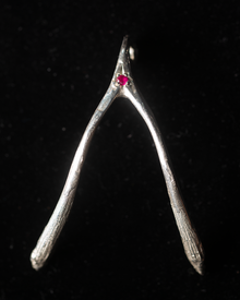 Birthstone Wishbone Necklace - Sterling Silver