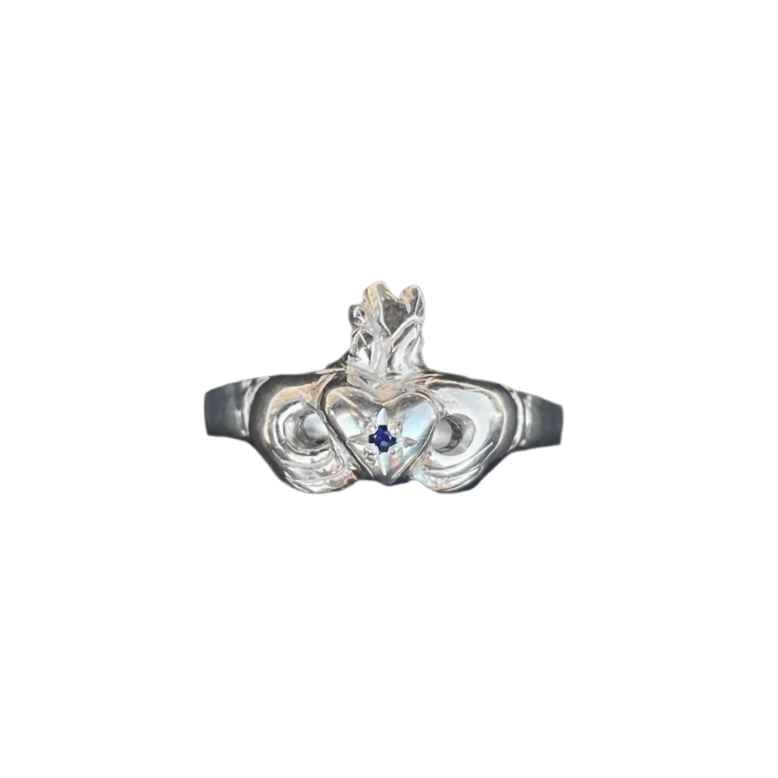 Hold My Heart Birthstone Claddagh Ring - Sterling Silver