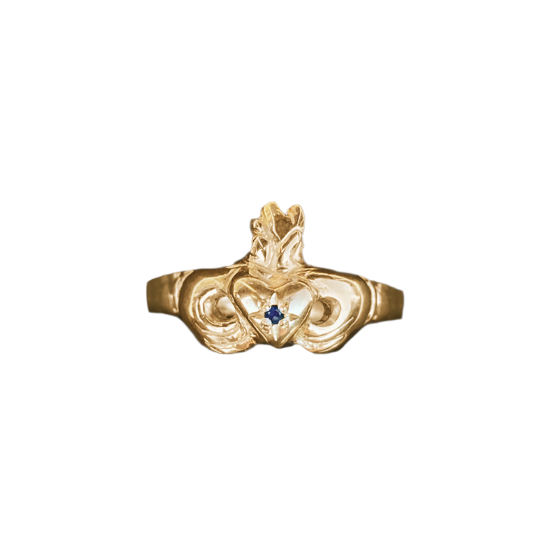 Hold My Heart Birthstone Claddagh Ring - Solid 9K Gold