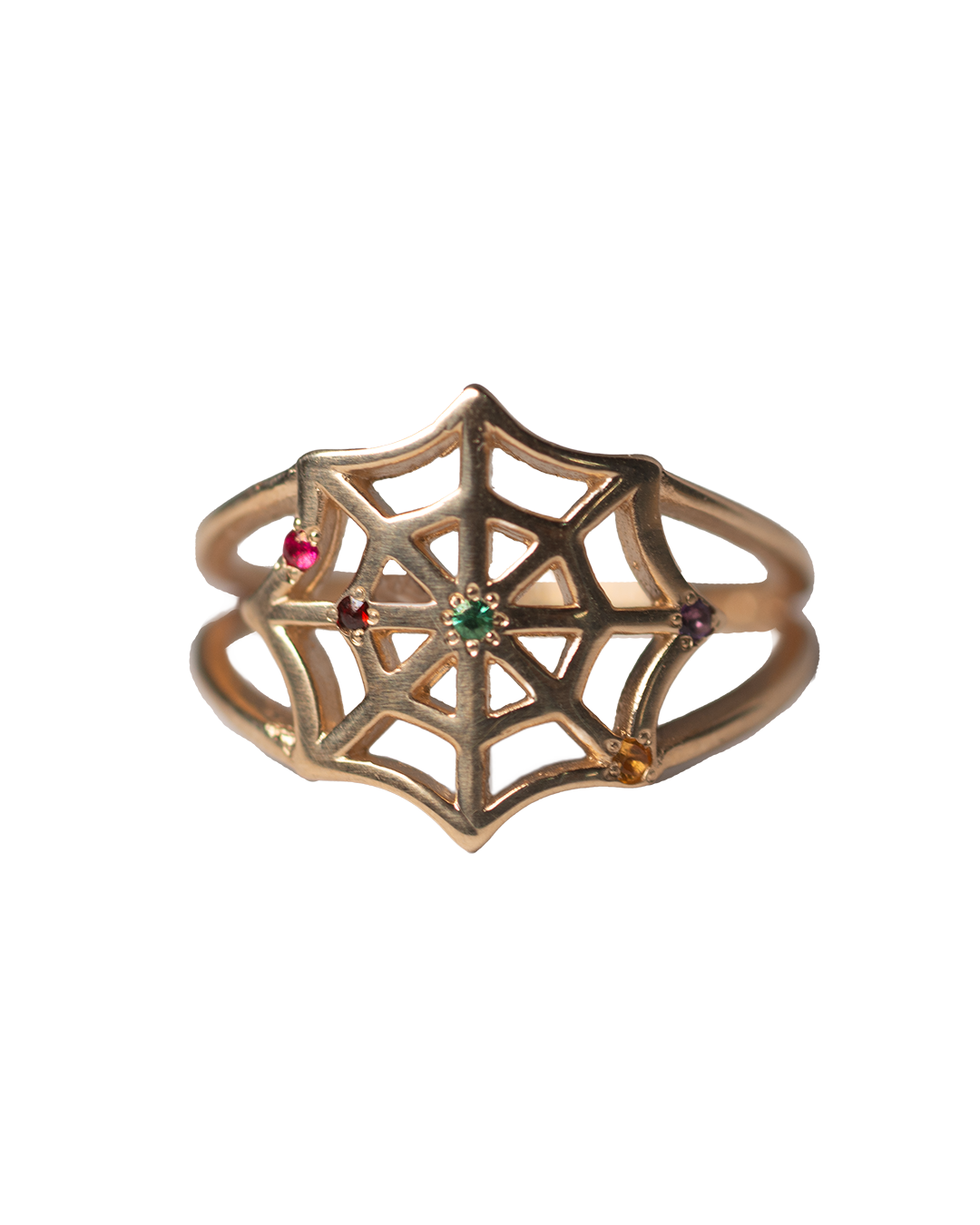 Birthstone Spiderweb Ring - 9K Solid Gold