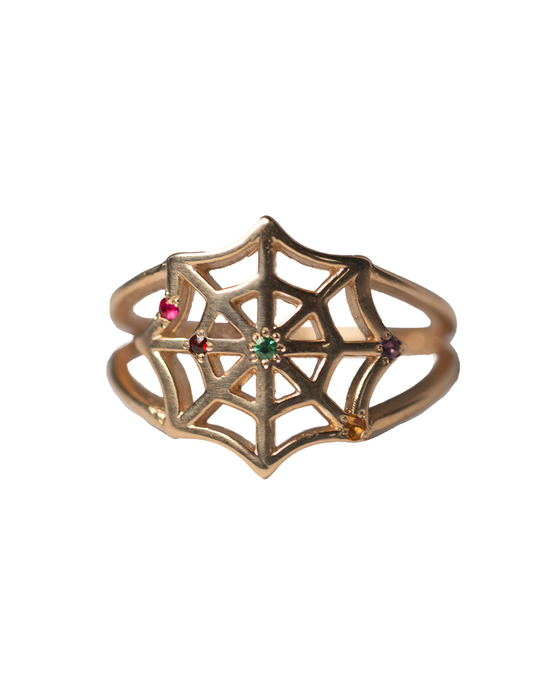 Birthstone Spiderweb Ring - 9K Solid Gold