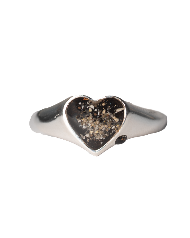 Ashes Bleeding Heart Ring - Sterling Silver
