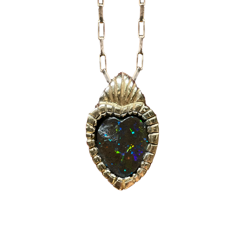 Heart on Fire Opal Pendant